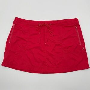 Nautica Women’s Pink Nylon Drawstring Skirt XL Deep Zipper Pocket Front Closure